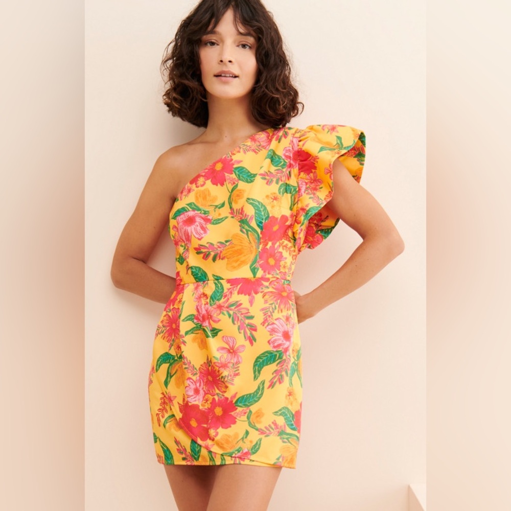 One Shoulder Ruffle Mini Dress Finders‎ Keepers size S